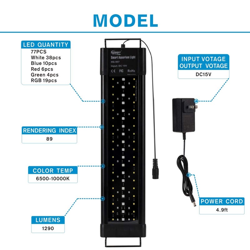 hygger Aquarium Programmable LED Light, for 18~24in Long Full Spectrum Plant Fish Tank Light with LCD Setting Display, 7 Colors, Sunrise Sunset Moon and DIY Mode, for Novices Advanced Players - Image 5